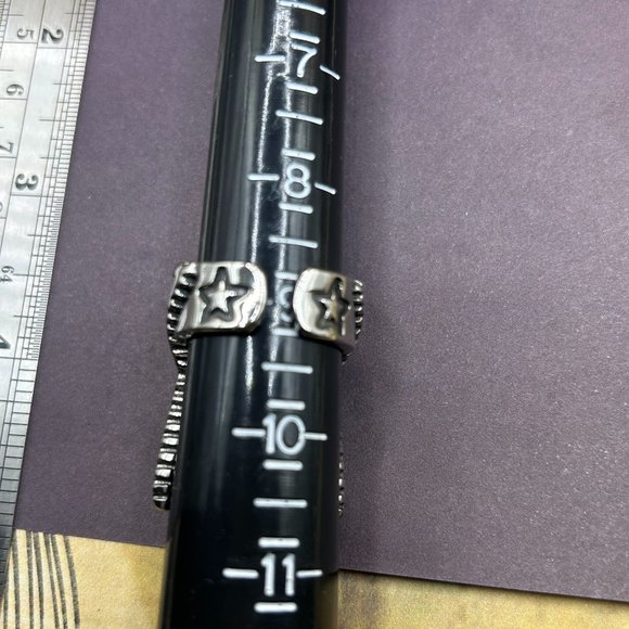 Huge Impressive Steel Rock Star Silver Black Statement Ring Punk Size 9 - Picture 3 of 5